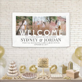 カップルウェディングシャワーシンプル3フォトウェルカム 横断幕