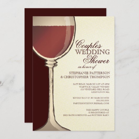 カップルウェディングシャワー熟成ワインをテーマにした招待状 招待状 (正面/裏面)
