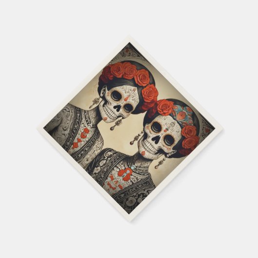 カップルエルディアデロスムエルトス スタンダードカクテルナプキン (角)