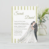 カップルエレガントと緑のストライプ結婚式の招待 招待状 (スタンド正面)