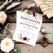 カップルエレガントのためのブルゴーニュフローラベビーシャワー 招待状