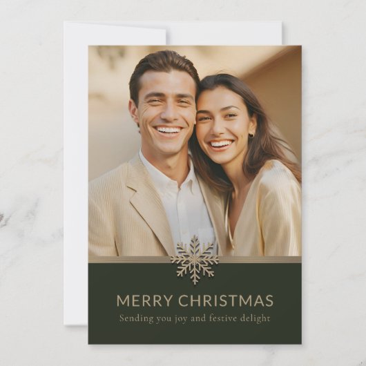 カップルエレガントの初めてのクリスマスの写真カード シーズンカード (正面)