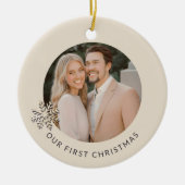 カップルエレガントの初めてのクリスマスフォトオーナメント セラミックオーナメント (正面)
