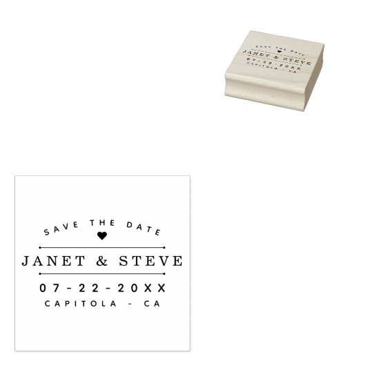 カップルエレガントの名前と可愛いハート日付を保存 ラバースタンプ (押印)