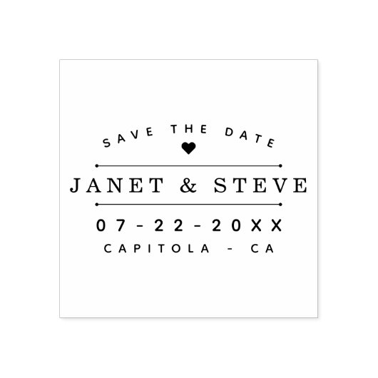 カップルエレガントの名前と可愛いハート日付を保存 ラバースタンプ (インプリント)