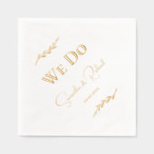 カップルエレガントの名前&デート結婚金ゴールド 箔ナプキン (正面)