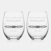 カップルエレガントの命日の記念日の記念 ステムなしワイングラス (正面)