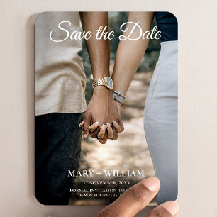カップルエレガントの結婚小さな写真は日付を保存 マグネット