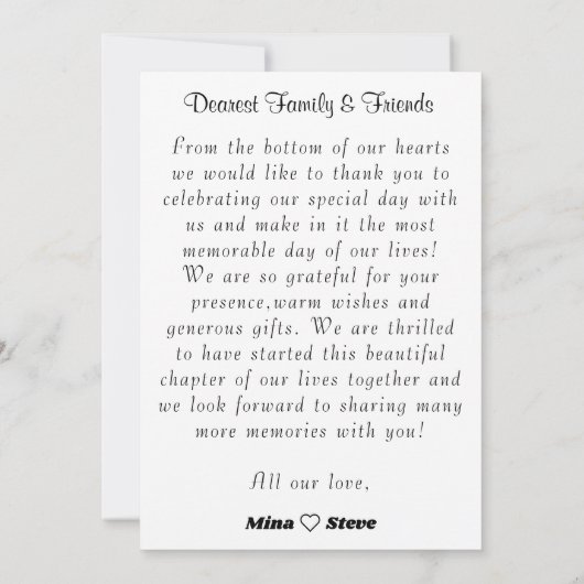 カップルエレガントイラストレーション結婚ズ サンキューカード (裏面)