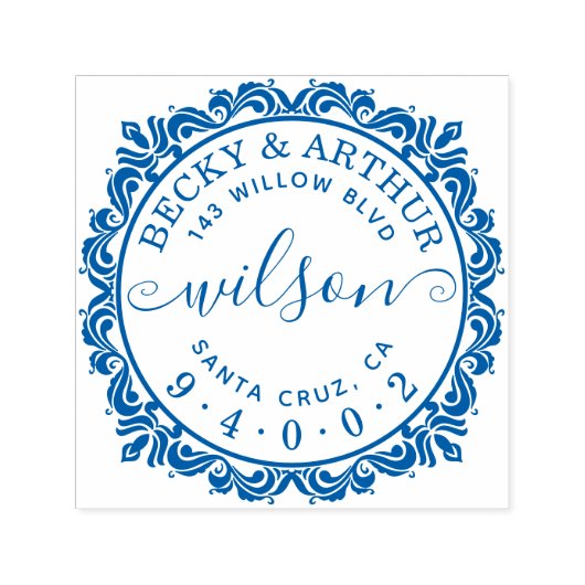 カップルエレガントシック結婚したスクリプト差出人住所 セルフインキングスタンプ (デザイン)