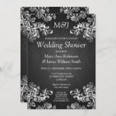 カップルエレガントシャワーヴィンテージが2つの黒に旋回 招待状 (正面/裏面)