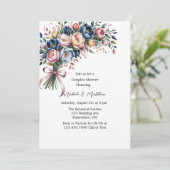 カップルエレガントシャワー用フローラリース 招待状 (スタンド正面)