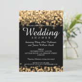 カップルエレガントシャワー金ゴールド灯 招待状 (スタンド正面)