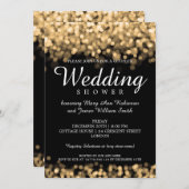 カップルエレガントシャワー金ゴールド灯 招待状 (正面/裏面)