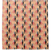 カップルエレガントダンスヴィンテージレトロ社交ダンス シャワーカーテン (正面)