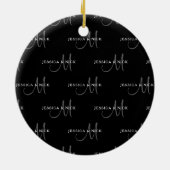 カップルエレガントネーム&モノグラム セラミックオーナメント (裏面)