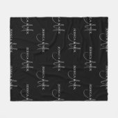 カップルエレガントネーム&モノグラム フリースブランケット (正面(横))