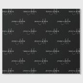 カップルエレガントネーム&モノグラム ラッピングペーパー (フラット)