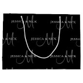 カップルエレガントネーム&モノグラム ラージペーパーバッグ (裏面)