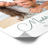 カップルエレガントフォトグリーンリーフ植物学結婚院 ポスター (角)