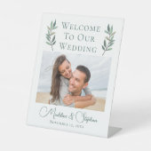 カップルエレガントフォトグリーンリーフ植物学結婚院 台座サイン (正面)