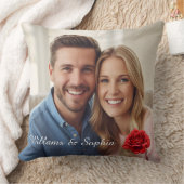 カップルエレガントフォト名前をカスタムするバラギフト クッション (ブランケット)