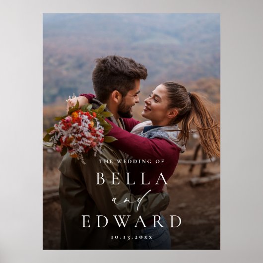 カップルエレガントフォト結婚のウェルカムサイン ポスター (正面)