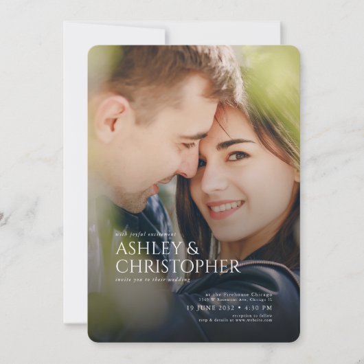 カップルエレガントフォト結婚ズ 招待状 (正面)