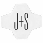 カップルエレガントモダンイニシャル |白と黒 サッカーボール (フラット)