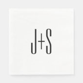 カップルエレガントモダンイニシャル |白と黒 スタンダードランチョンナプキン (正面)