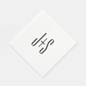 カップルエレガントモダンイニシャル |白と黒 スタンダードランチョンナプキン (角)