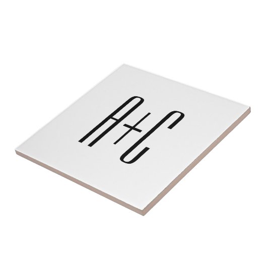 カップルエレガントモダンイニシャル |白と黒 タイル (側面)