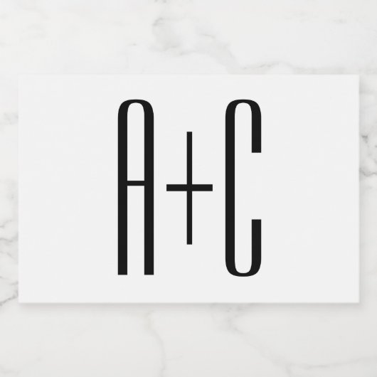 カップルエレガントモダンイニシャル |白と黒 フードラベル (シングルラベル)