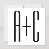 カップルエレガントモダンイニシャル |白と黒 マグネット招待状 (正面)