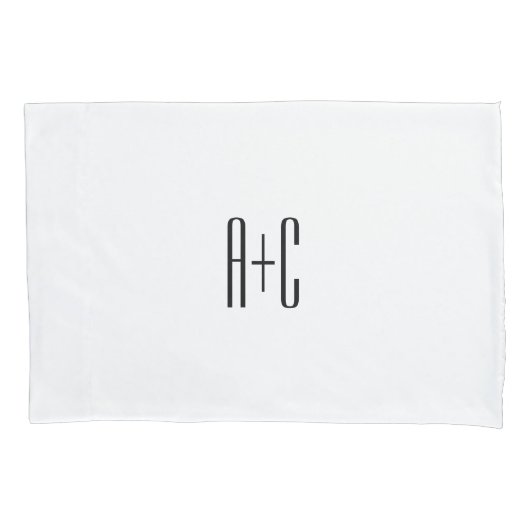 カップルエレガントモダンイニシャル |白と黒 枕カバー (正面)