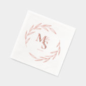 カップルエレガントモノグラムイニシャル日付バラ金ゴールド 箔ナプキン (左)