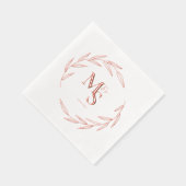 カップルエレガントモノグラムイニシャル日付バラ金ゴールド 箔ナプキン (右)