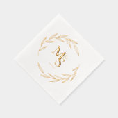 カップルエレガントモノグラムイニシャル日付金ゴールド 箔ナプキン (右)