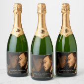 カップルエレガント写真記念結婚会 スパークリングワインラベル (ボトル)