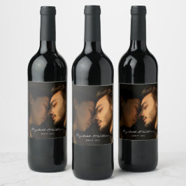 カップルエレガント写真記念結婚会 ワインラベル