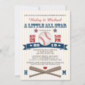 カップルオールスター野球赤ちゃんシャワー招待状 招待状 (正面)