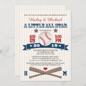 カップルオールスター野球赤ちゃんシャワー招待状 招待状 (正面/裏面)