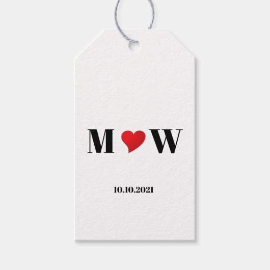 カップルカスタマイズイニシャルAラヴB赤いハート ギフトタグ (正面)