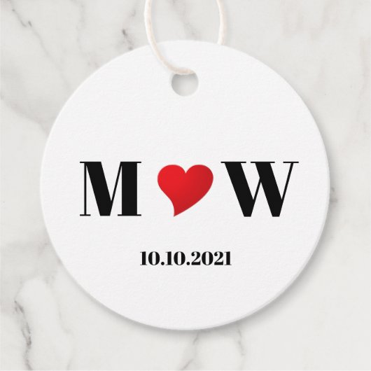 カップルカスタマイズイニシャルAラヴB赤いハート フェイバータグ (正面)