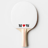 カップルカスタマイズイニシャルAラヴB赤いハート 卓球ラケット (裏面)