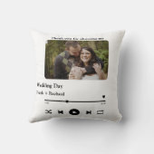 カップルカスタムのためのフォトミュージックの曲のプレイリスト クッション (裏面)