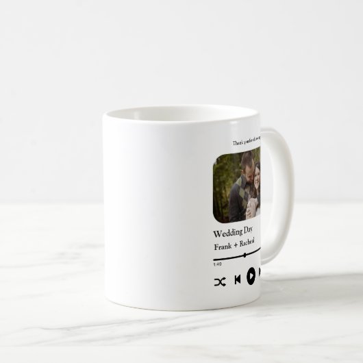 カップルカスタムのためのフォトミュージックの曲のプレイリスト コーヒーマグカップ (正面右)