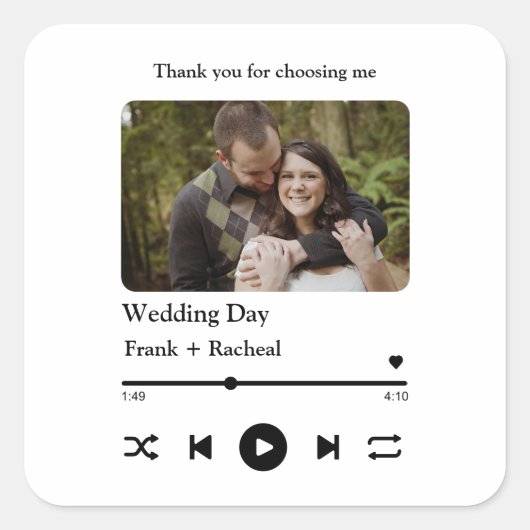 カップルカスタムのためのフォトミュージックの曲のプレイリスト スクエアシール (正面)