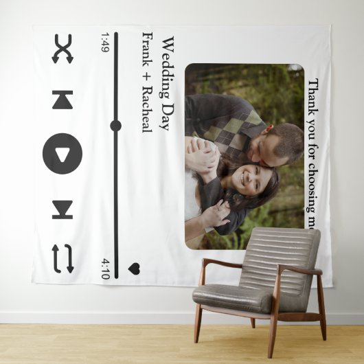 カップルカスタムのためのフォトミュージックの曲のプレイリスト タペストリー (インサイチュ(横))