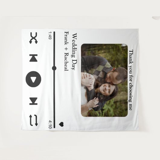 カップルカスタムのためのフォトミュージックの曲のプレイリスト タペストリー (正面(横))